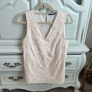 Banana Republic Cream Eyelet Detail Top